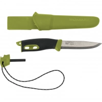 Нож с фиксированным лезвием Morakniv Companion Spark (S) Green, сталь Sandvik 12C27, рукоять резина/пластик купить в Барнауле