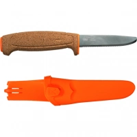 Нож с фиксированным лезвием Morakniv Floating Serrated Knife, сталь Sandvik 12C27, рукоять пробковая купить в Барнауле