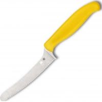 Универсальный кухонный нож Spyderco Z-Cut Serrated Offset Kitchen, сталь CTS™ — BD1 Alloy, рукоять желтый полипропилен купить в Барнауле