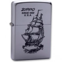 Зажигалка ZIPPO Boat-Zippo Satin Chrome, латунь с ник.-хром. покрыт., сереб., матовая, 36х56х12мм купить в Барнауле