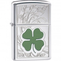 Зажигалка ZIPPO Classic «Клевер» с покрытием High Polish Chrome купить в Барнауле