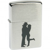 Зажигалка ZIPPO Cowboy Couple Brushed Chrome, латунь, ник.-хром. покр., серебр., матов., 36х56х12 мм купить в Барнауле