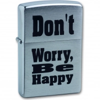 Зажигалка ZIPPO Don`t worry Brushed Chrome, латунь, ник.-хром. покр., серебр., матов., 36х56х12 мм купить в Барнауле