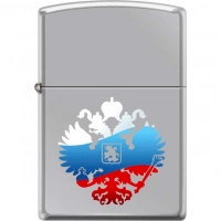 Зажигалка ZIPPO Двуглавый орёл, латунь/сталь с покрытием High Polish Chrome, серебристая, 36x12x56мм купить в Барнауле