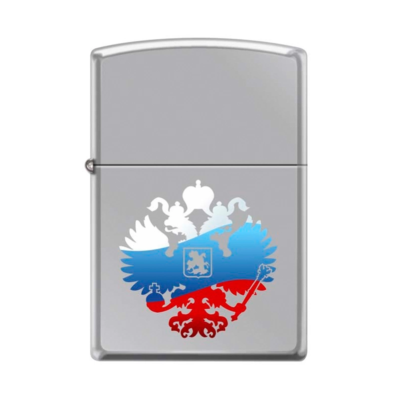 Зажигалка ZIPPO Двуглавый орёл, латунь/сталь с покрытием High Polish Chrome, серебристая, 36x12x56мм