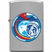 Зажигалка ZIPPO Гагарин с покрытием Brushed Chrome купить в Барнауле