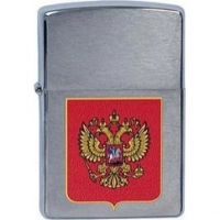 Зажигалка ZIPPO Герб России, латунь с  покрытием Brushed Chrome, серебристый, матовая, 36х12×56 мм купить в Барнауле