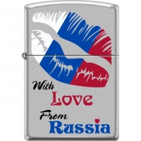 Зажигалка ZIPPO Из России с любовью, латунь/сталь с покрытием Satin Chrome, матовая, 36x12x56 мм купить в Барнауле