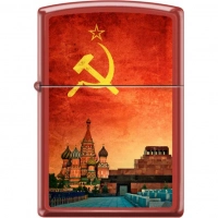 Зажигалка ZIPPO Красная Москва, латунь/сталь с покрытием Red Matte, красная, матовая, 36x12x56 мм купить в Барнауле