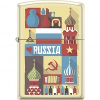 Зажигалка ZIPPO Открытка из России, латунь/сталь с покрытием Cream Matte, кремовая, 36x12x56 мм купить в Барнауле