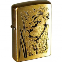 Зажигалка ZIPPO Proud Lion Brushed Brass, латунь, золотистый, матовая, 36х56х12 мм купить в Барнауле