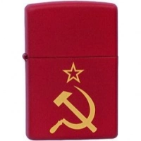 Зажигалка ZIPPO Серп и Молот Red Matte, латунь с порошковым покрытием, красная, матовая, 36х56х12 мм купить в Барнауле