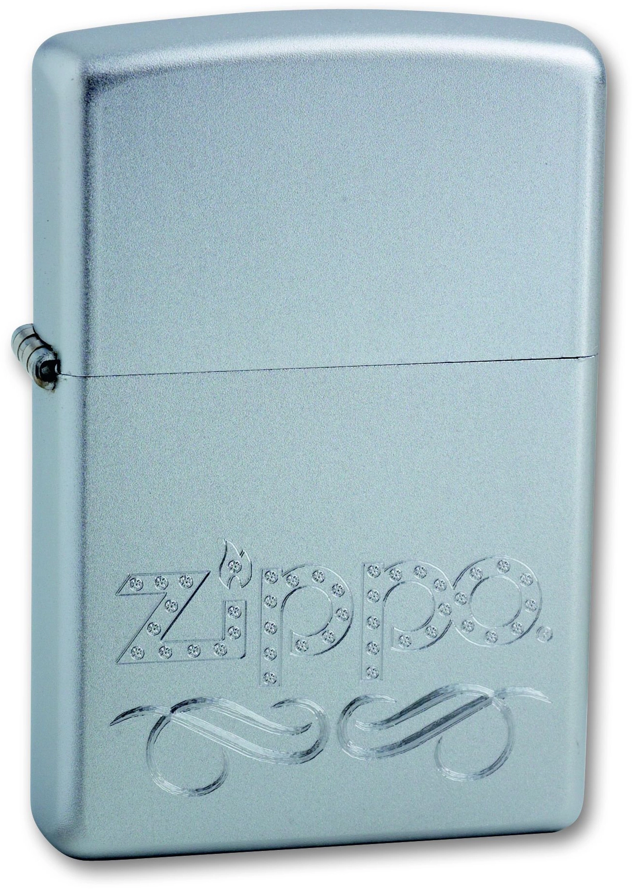 Зажигалка ZIPPO Zippo Scroll Satin Chrome, латунь с ник.-хром. покрыт., серебр., матовая, 36х56х12 мм